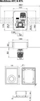 Multibox mit Thermostatventil und RTL im weißen Gehäuse. Produkt von IMI Hydronic Engineering, dargestellt in technischem Design mit Maßangaben.